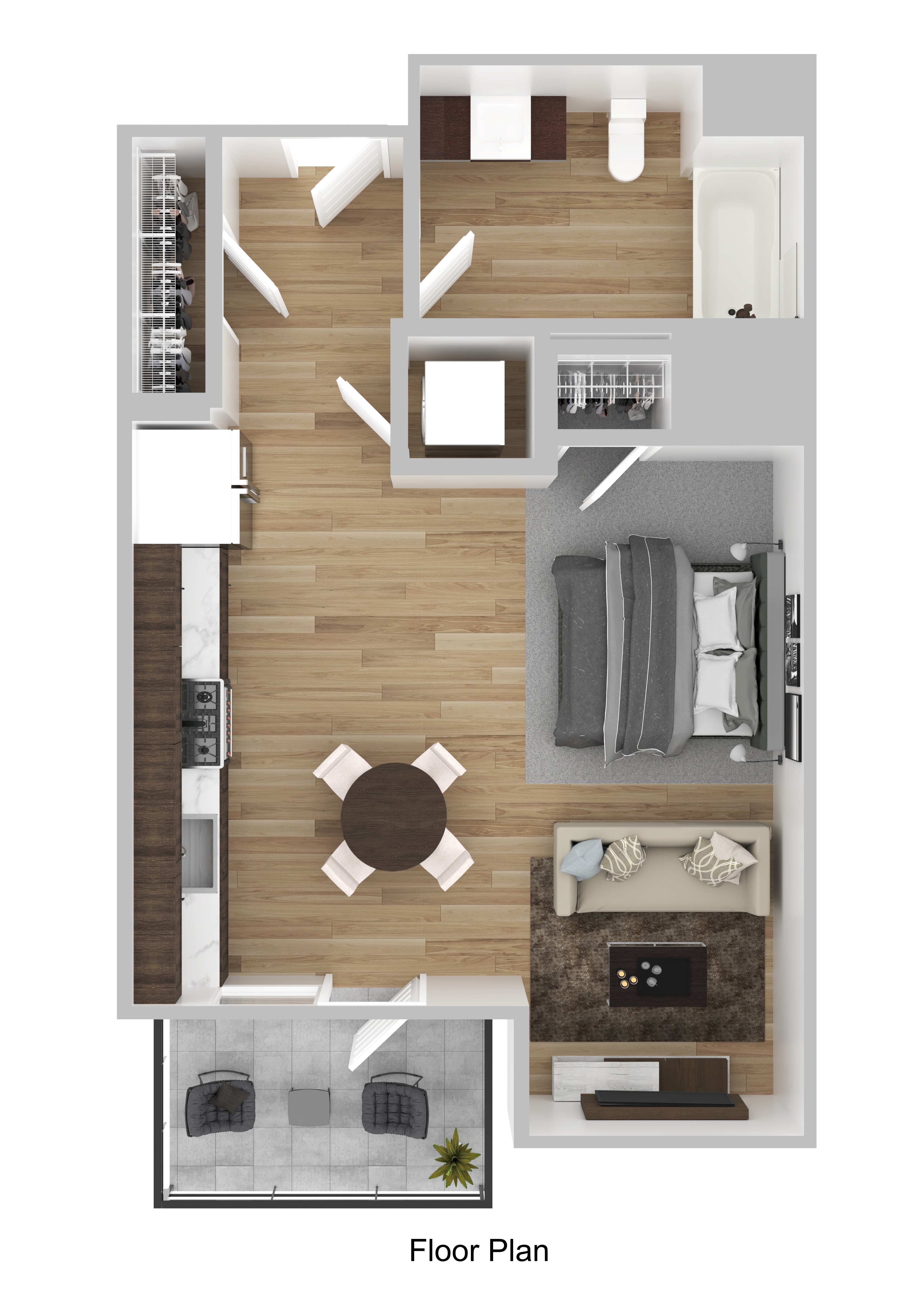 Floor plan for studio, 1 bath, 529 sqft